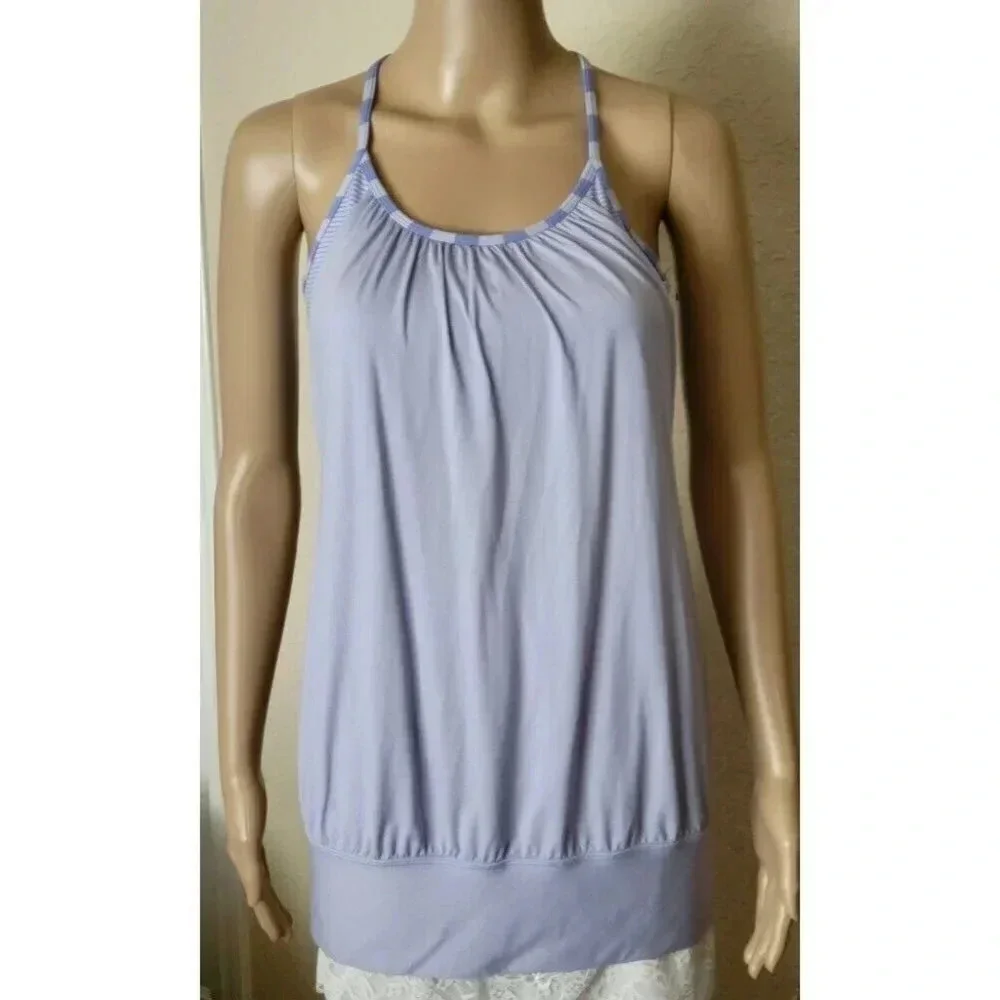 Lululemon No Limits lavender Criss Cross Bra Build In Tank Top size 6